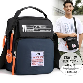 Yeni erkek omuzdan askili çanta moda büyük kapasiteli askılı çanta açık spor seyahat çantası hafif naylon kumaş çanta