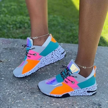 Yeni Karışık Renk Kadın Sneakers Bayanlar platform ayakkabılar Leopar Baskı spor ayakkabı Kadınlar için Açık Seyahat Rahat vulkanize ayakkabı