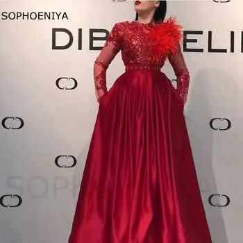 Yeni Varış Yüksek Boyun Uzun kollu abiye 2023 Dantel Aplikler abiye giyim Kaftan Dubai parti elbise Robe femme