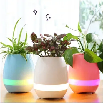Yepyeni Orijinal Bluetooth Hoparlörler Müzik Saksı Akıllı saksılar Plastik Saksı Parmak Dokunmatik LED Gece Lambası Ev Serin Tasarım
