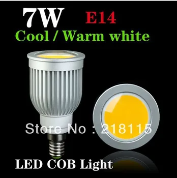 Yüksek Parlaklık E14 7 W COB LED Spot Ampuller Lamba Sıcak beyaz / soğuk beyaz Ücretsiz kargo
