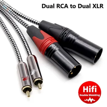 Çift XLR 2 RCA Erkek Ses Kablosu Amplifikatör Mikrofon Hoparlör Mikser RCA XLR 3-Pin Jack OFC Korumalı Kabloları 1m 2m 3m 5m