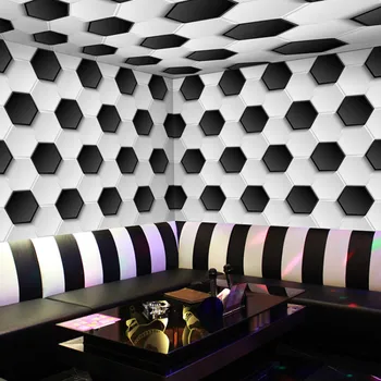 Özel 3D Futbol Ekose duvar kağıdı KTV Bar Kahve Cafe Otel Endüstriyel Dekor Arka Plan Duvar Kağıdı Papel De Parede 3d