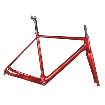 Özel Kırmızı Boya Tam Karbon T700 Alt Braket BSA Maksimum Lastik 42C Çakıl bisiklet iskeleti GR029