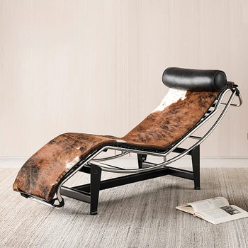 Özelleştirilmiş İtalyan minimalist tasarımcı tembel şezlong villa örnek, deri sanat boş sandalye, oturma odası, hafif lüks kanepe